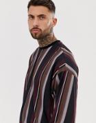 Asos Design Oversized Vertical Striped Long Sleeve T-shirt