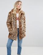B.young Leopard Print Faux Fur Jacket - Multi