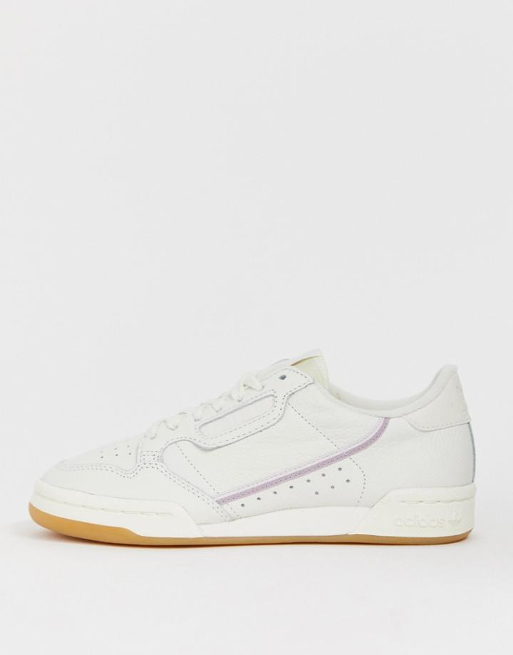 Adidas Originals White And Lilac Continental 80 Sneakers - White