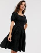 Y.a.s Shirred Smock Dress-black