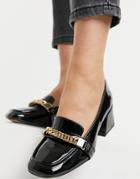 Asos Design Sinclair Square Toe Loafers In Black Patent