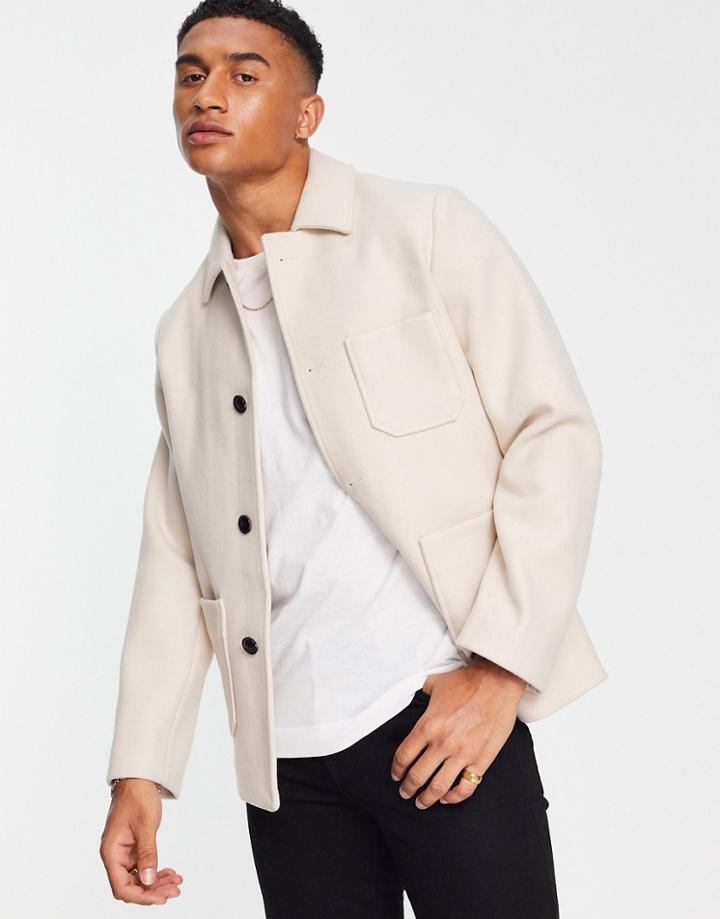 Gianni Feraud Short Line Wool Mix Melton Jacket-white