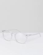 Asos Clear Lens Rounded Retro Glasses With Clear Frame - Clear