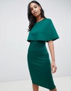 Club L Cape Overlay Midi Dress - Green