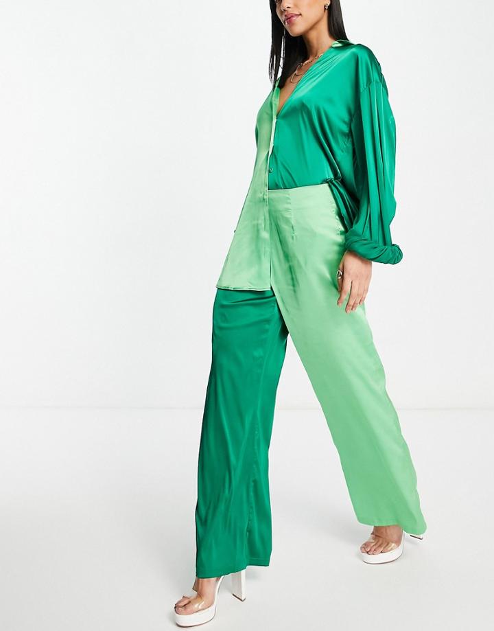 Never Fully Dressed Contrast Pants In Green Color Block - Part Of A Set