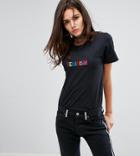 Adolescent Clothing T-shirt With Feminism Slogan Embroidery - Black