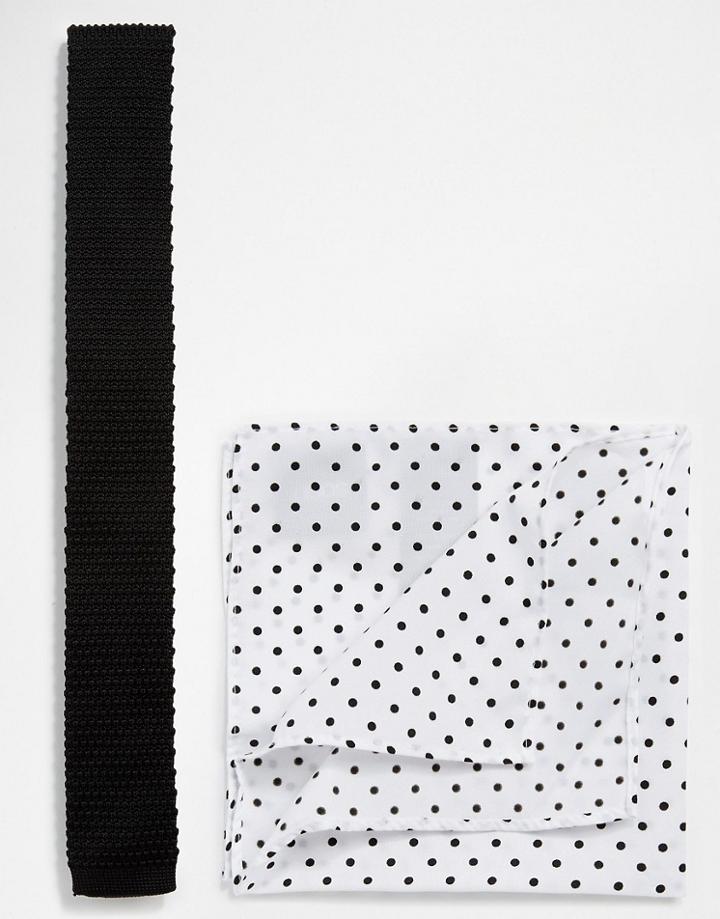 Asos Smart Shirt With Knitted Tie And Pocket Square - White