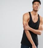 Asos Design Tall Tank With Extreme Racer Back In Black - Black