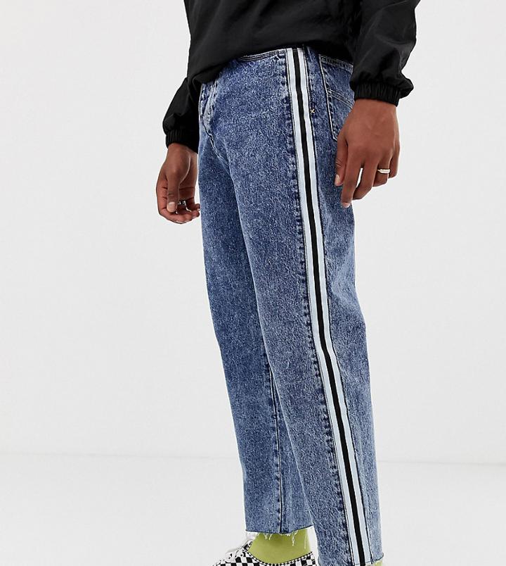 Collusion X005 Straight Leg Crop Jean With Side Stripe In Dark Snow Wash - Blue
