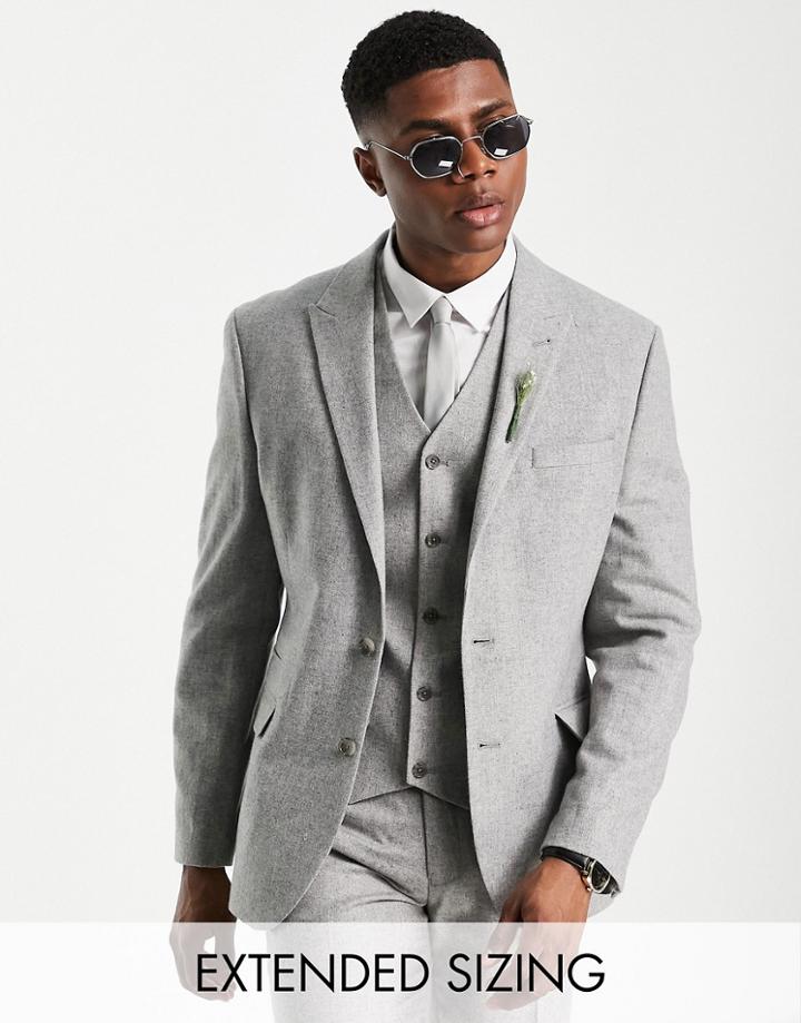 Asos Design Slim Wool Mix Suit Jacket In Gray Flannel