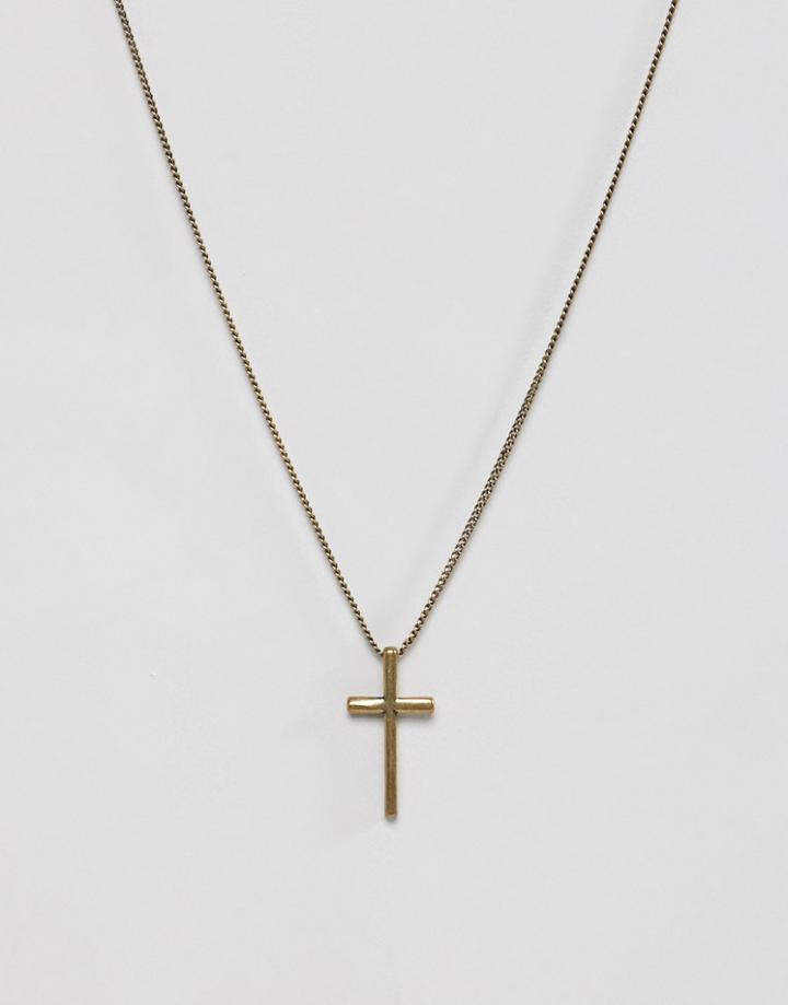 Reclaimed Vintage Inspired Necklace With Cross In Burnished Gold Exclusive At Asos - Gold