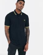 Fred Perry Twin Tipped Polo Shirt In Black