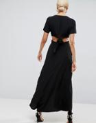 Asos Maxi Tea Dress With Open Back - Black