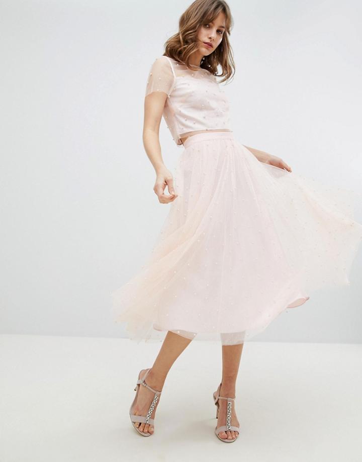 Coast Pearla Detail Skirt - Pink