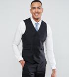 Asos Tall Slim Suit Vest In Black 100% Wool