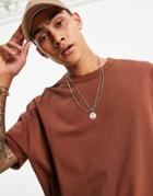 Asos Design Oversized Heavyweight T-shirt In Dark Brown