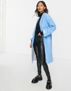 Gianni Feraud Folded Cuff Coat In Blue-blues