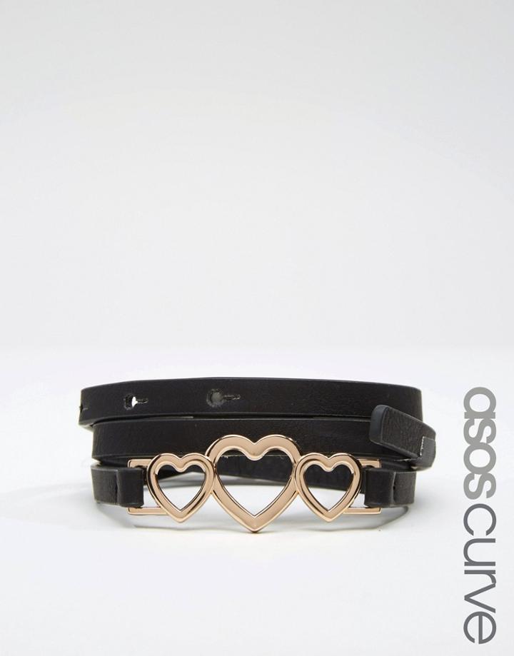 Asos Curve Skinny Heart Belt - Black