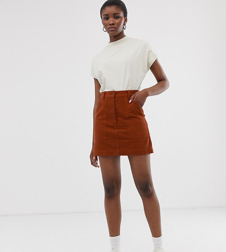 Weekday Denim Mini Skirt In Rust-brown