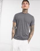 Asos Design Muscle Fit T-shirt With Crew Neck In Gray Marl