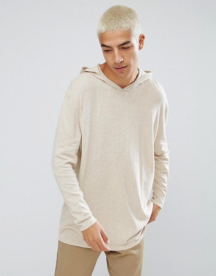 Asos Cotton Hoodie In Oatmeal - Beige