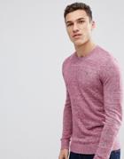 Hollister Billy Crew Neck Knit Sweater Seagull Logo In Purple - Purple