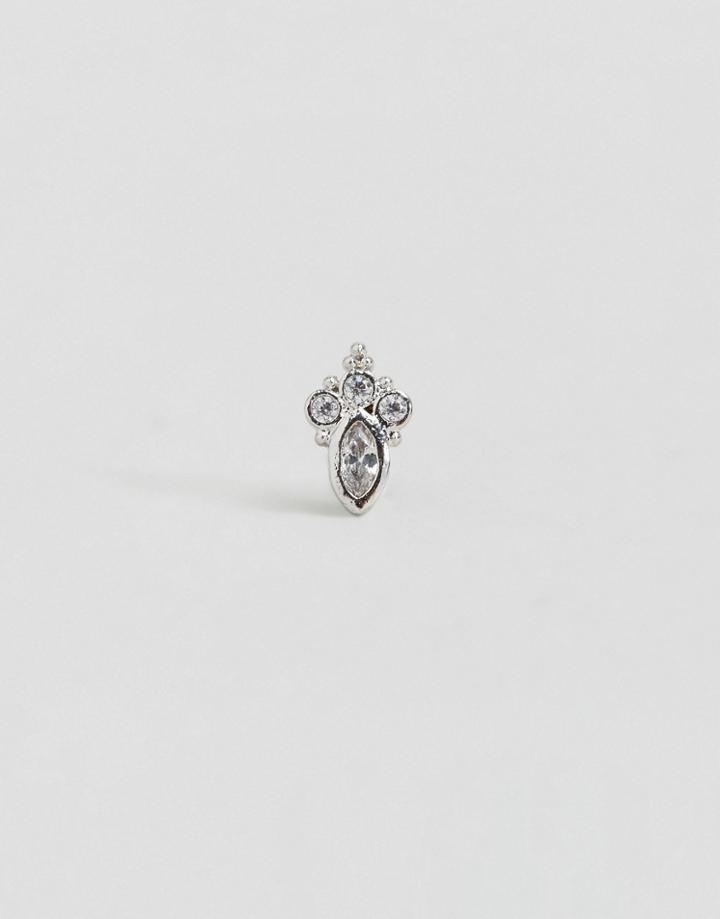 Orelia Sterling Silver Petal Crystal Stud Earring - Silver
