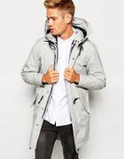 Selected Homme Premium Parka With Removable Bomber Jacket - Light Gray