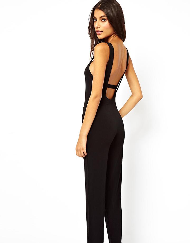Asos Petite Exclusive Jumpsuit With Strap Back Detail - Black