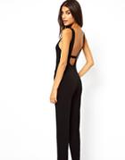 Asos Petite Exclusive Jumpsuit With Strap Back Detail - Black