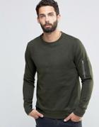 Brave Soul Crew Neck Military Sweater - Green