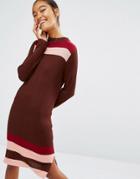 First & I Stripe Color Block Knit Dress - Purple