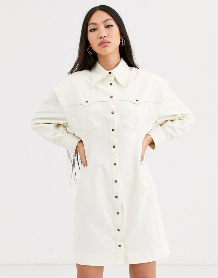 Asos White Twill Utility Shirt Dress