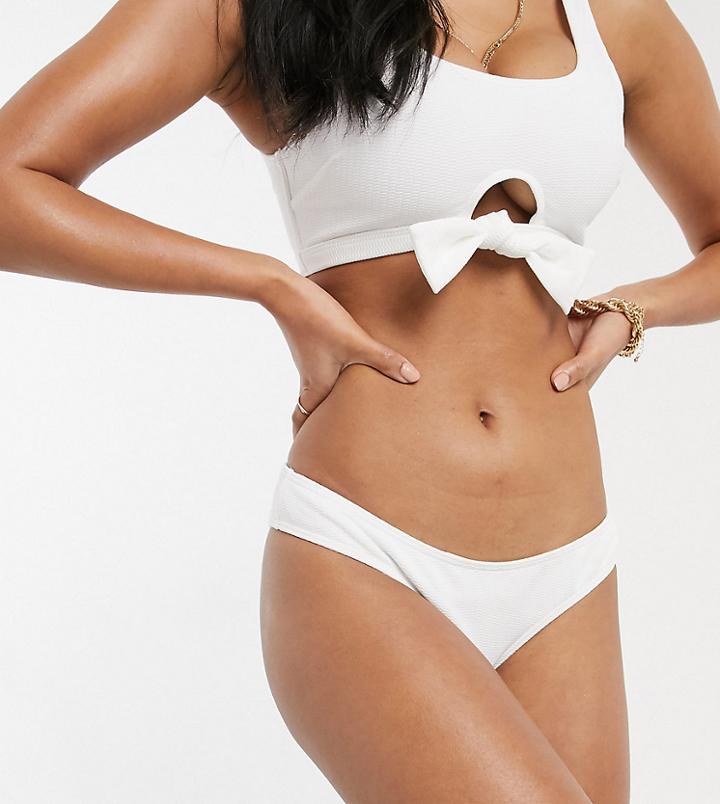 Peek & Beau Fuller Bust Exclusive Textured High Leg Bikini Bottom In White