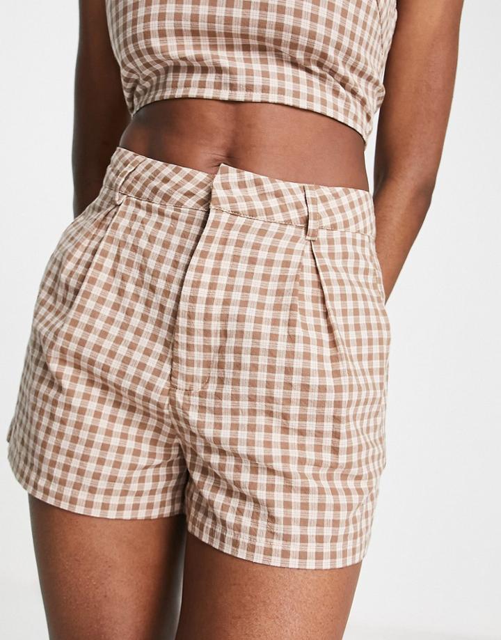Heartbreak Shorts In Brown Gingham - Part Of A Set