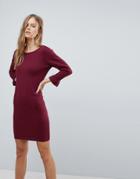 Vila Sweater Dress With Fluted Sleeve - Red