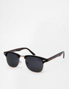 Asos Contrast Retro Sunglasses In Black And Tortoiseshell - Black