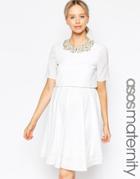 Asos Maternity Embellished Cluster Crop Top Mini Dress - White