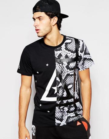 Asphalt Yacht Club Logo T-shirt With Snake Print Panel - Black