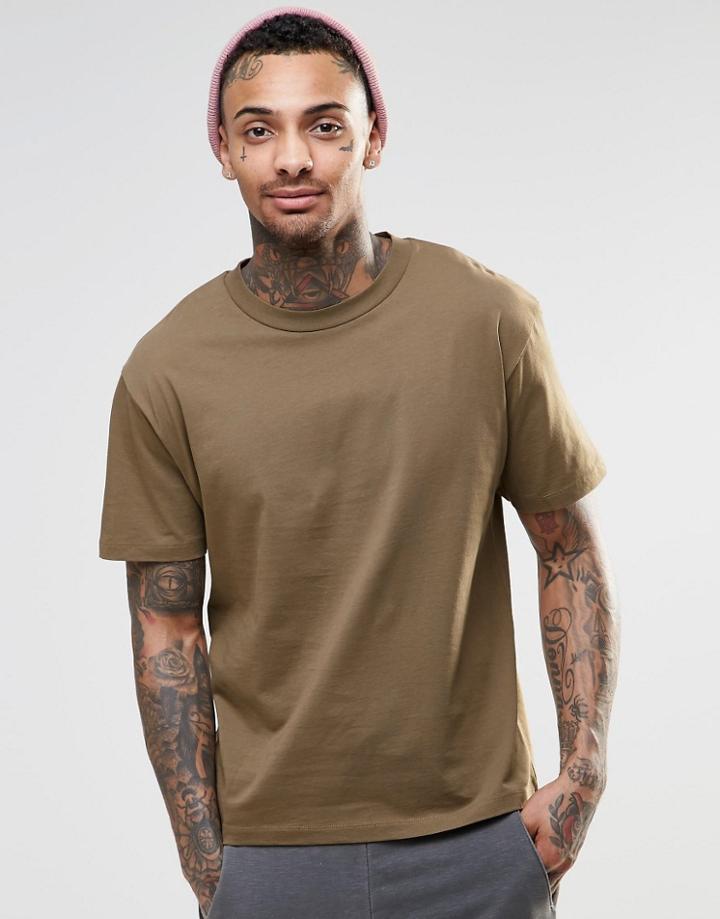 Asos T-shirt In Boxy Cropped Fit In Brown - Coco Brown