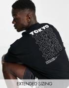 Asos Design Oversized T-shirt In Black With Tokyo Back Print