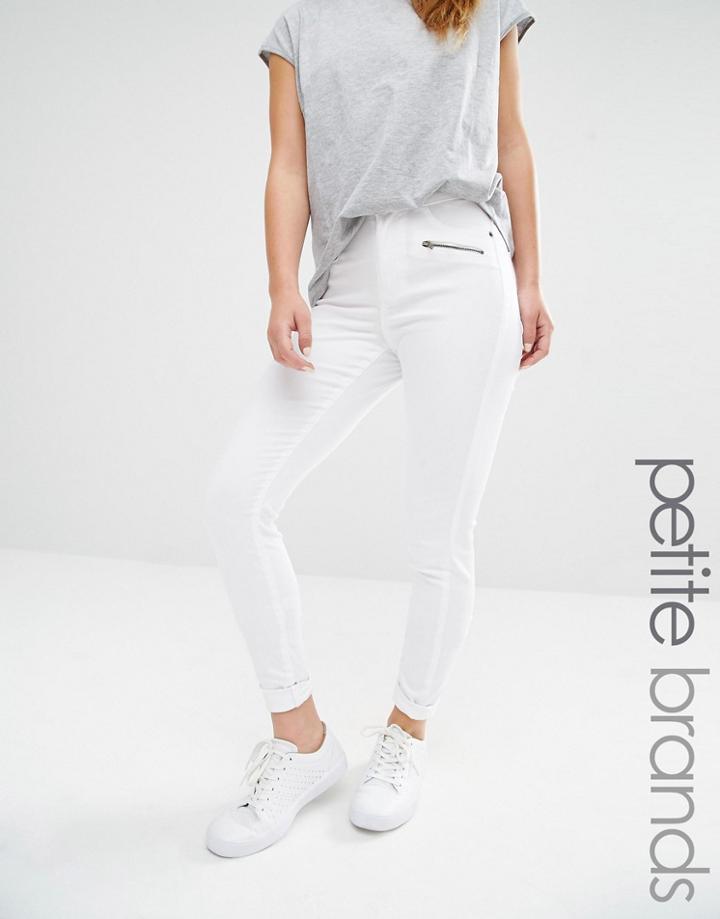Vero Moda Petite Zip Detail Skinny Jeans - White