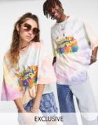 Reclaimed Vintage Inspired Unisex Tie Dye T-shirt With 70s Flower Print-multi