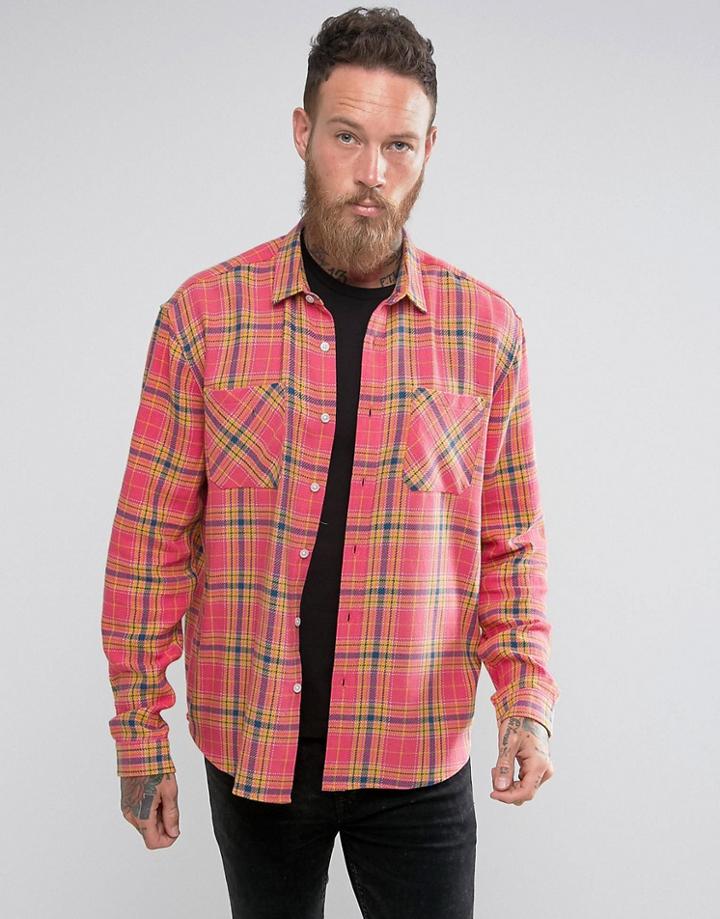 Asos Oversized Twill Shirt In Pink - Pink