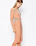 The 8th Sign Mesh Insert Body-conscious Dress - Nude