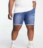 Only & Sons Plus Denim Shorts In Mid Blue