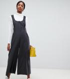 Asos Design Tall Minimal Overall With Scoop Neck - Gray