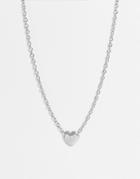 Asos Design Necklace In Simple Heart Charm In Silver Tone