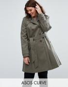 Asos Curve Skater Trench - Green