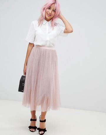 Amy Lynn Plearted Tulle Midi Skirt - Pink